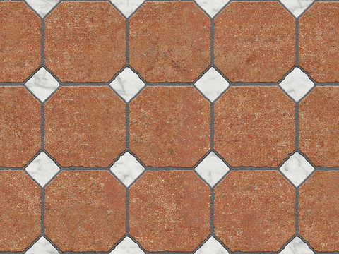 Seamless red terracotta tile parquet floor tile sidewalk road ground square paving