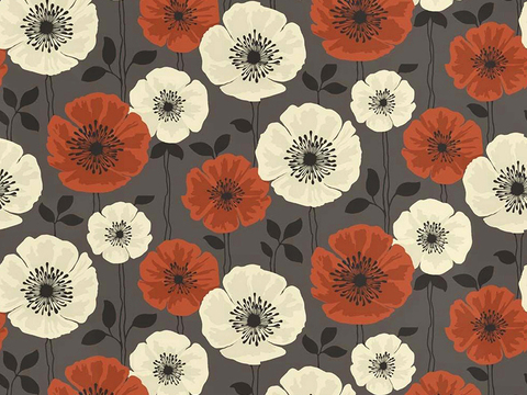 Seamless Red European Pastoral Style Floral Pattern Wallpaper Wall Cloth Wall Cloth