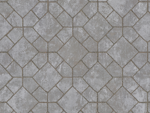 Seamless gray damaged cement parquet floor tile pavement road ground square paving