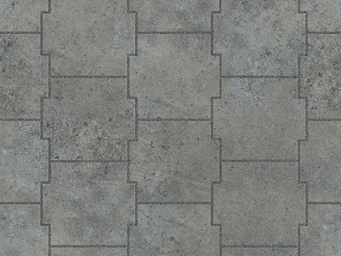 Seamless gray damaged cement parquet floor tile pavement road ground square paving