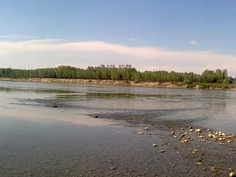 Blue Sky Country River Landscape Scenery