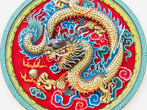 New Chinese dragon pattern color relief