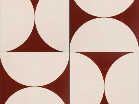 Ceramic tile skin for floor tile semicircle mosaic tile