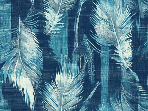 Seamless Modern New Chinese Style Blue Feather Pattern High-end Hotel Carpet