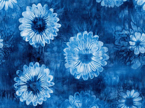 Seamless Modern New Chinese Style Blue Flower Pattern High-end Hotel Carpet