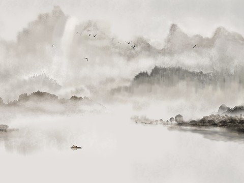 HD Chinese Landscape Mural