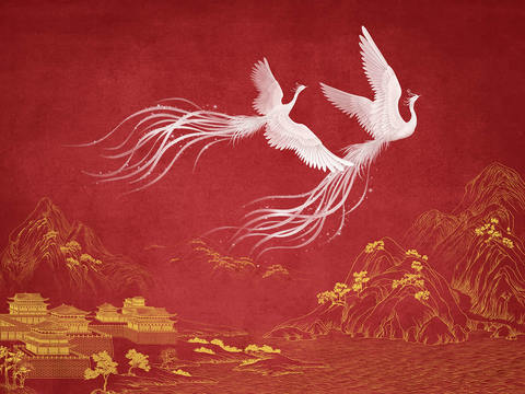 red phoenix mural