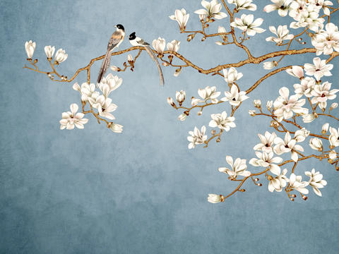 Flower and bird mural wallpaper download