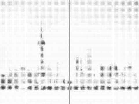 City silhouette metal perforated panel