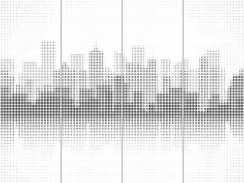 City silhouette metal perforated panel