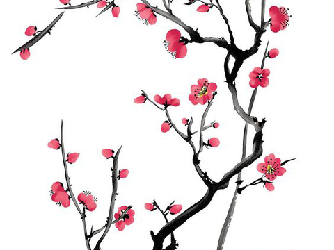 New Chinese Plum Blossom Ink Painting