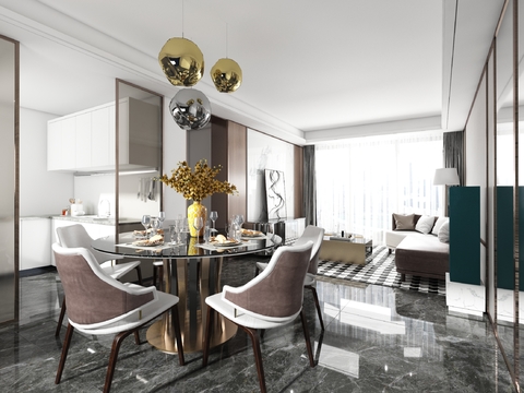 Liang Zhitian Design Modern Affordable Luxury Style Living Room Dining Room