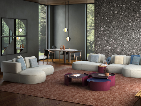 Italian Cassina brand modern living room dining room combination