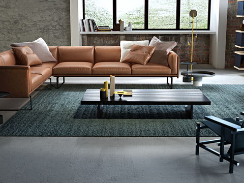 Italian Cassina Brand Modern Leather Corner Sofa Combination