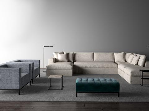 Italian Meridiani Modern Fabric Corner Sofa Combination