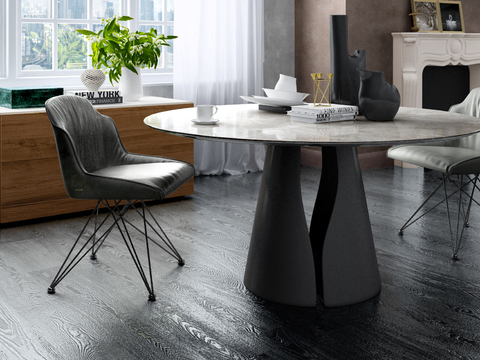 Italian Cattelan Italia Brand Modern Round Dining Table and Chair