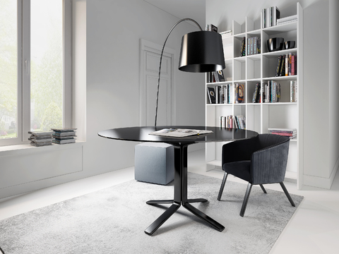 Italian Meridiani Modern Glass Table and Chair Combination Bookcase