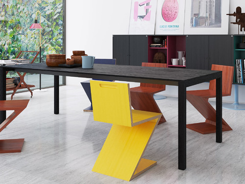 Italian Cassina Brand Modern Personality Dining Table and Chair Side Cabinet