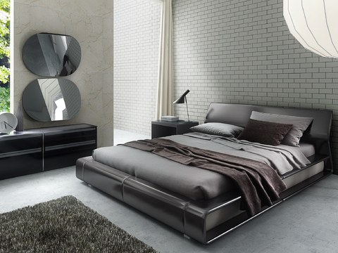 Italian Molteni & C Modern Leather Double Bed