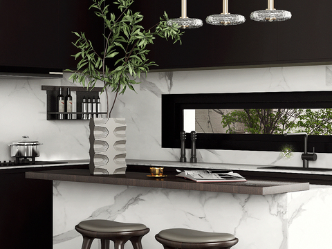 Li Yizhong designs modern high-grade gray island kitchen