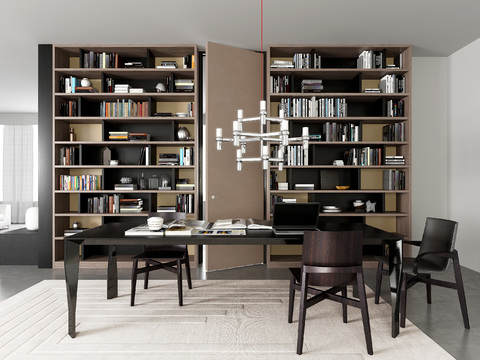 Italian Molteni & C Brand Modern Black Rectangular Dining Table and Chair