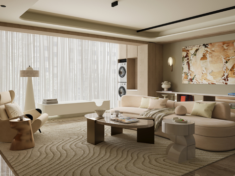 LSD Design | Mid-century Style Large Flat Floor Living Room