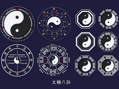 Chinese Tai Chi Eight Diagrams Yin and Yang, Five Elements and Eight Rams