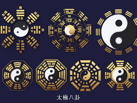 Chinese Style Taiji Bagua Tiangan Earth Branch Yin Yang Five Elements