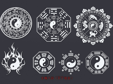 Tai Chi Eight Trigrams Eight Array Figure Hollow Carving