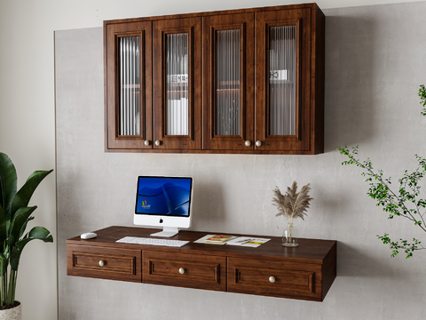 American Wall-mounted Bookcase Desk