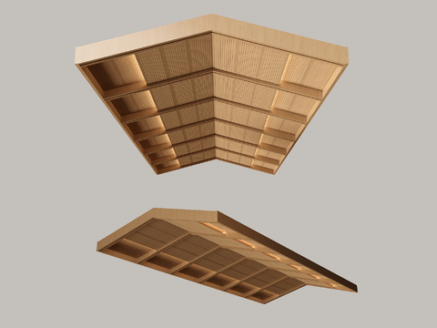 New Chinese-style Sloping Roof Log Ceiling