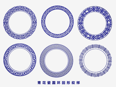 Chinese blue and white porcelain pattern ring pattern