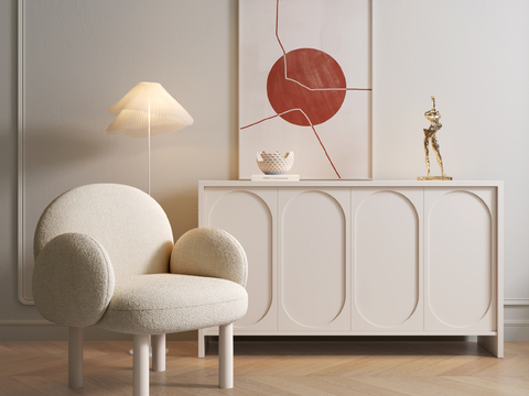 Cream Style Decorative Cabinet Casual Chair