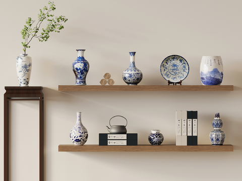 New Chinese-style Blue and White Porcelain Porcelain Vase