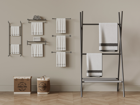 Towel rack storage basket