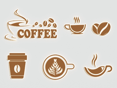 Coffee Cup Wall Decorations Coffee Silhouette LOGO Icon