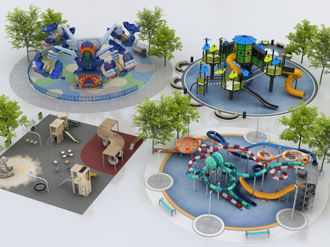 Modern children's playground amusement park slide