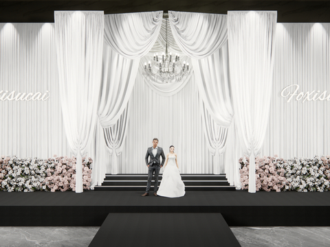 White Cloth Mantle Wedding Art Display Photo Area