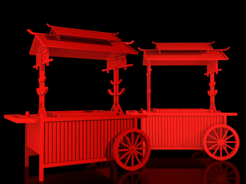 Neo-Chinese Style Flower Car Commercial Booth Sale Booth Mobile Cart