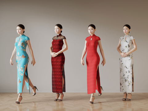 Cheongsam beauty temperament beauty standing posture figure