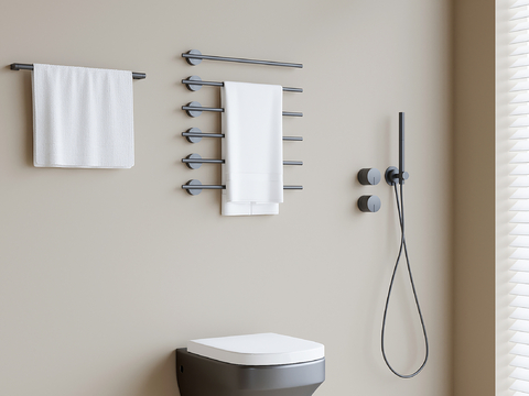 Toilet shower towel rack