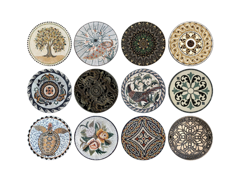 European-style ground relief round paving tile mosaic