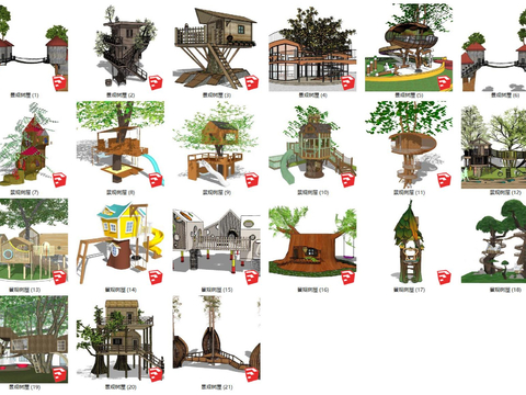 Twenty sets of creative tree house cabins