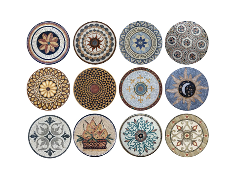 European-style ground relief round paving tile mosaic