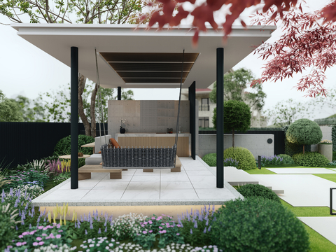 modern courtyard pavilion rest space