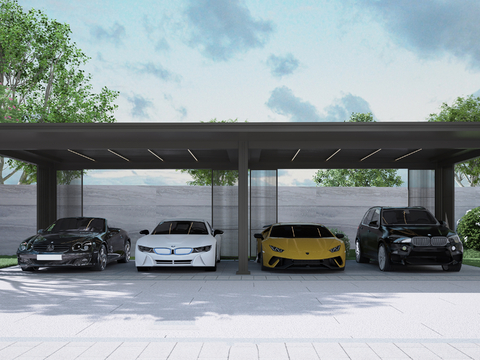 Modern parking lot portico