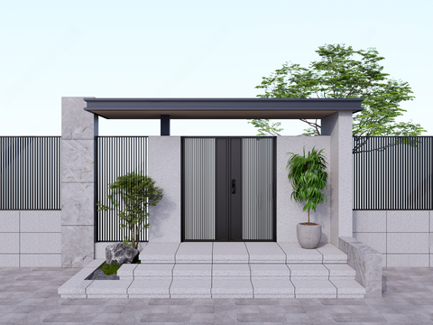 modern courtyard entrance door villa courtyard door