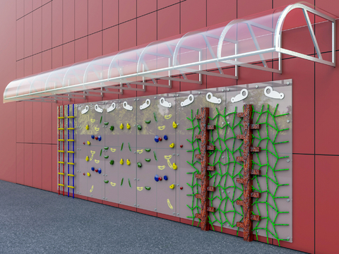 Outdoor climbing wall glass canopy