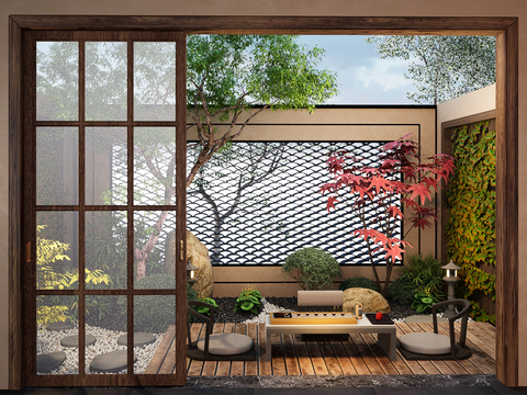 New Chinese-style patio courtyard garden landscaping