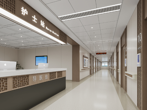 Hospital nurse station walkway